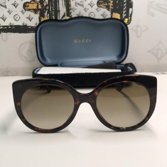 Luxury New Authentic Gucci GG0325S 002 Cat-Eye Sunglasses ✨ main image 5
